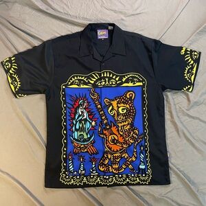Y2K Tiger Madonna Carlos Santana Lounge Shirt by DragonFly Clothing Company XL